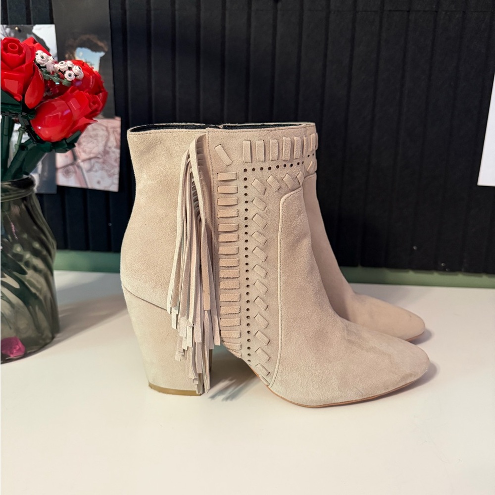 Rebecca Minkoff Suede Fringe Booties 8 1/2
